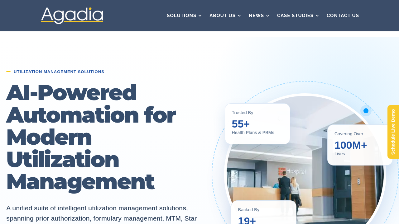 Agadia product interface