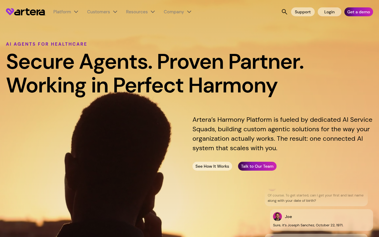 Artera product interface