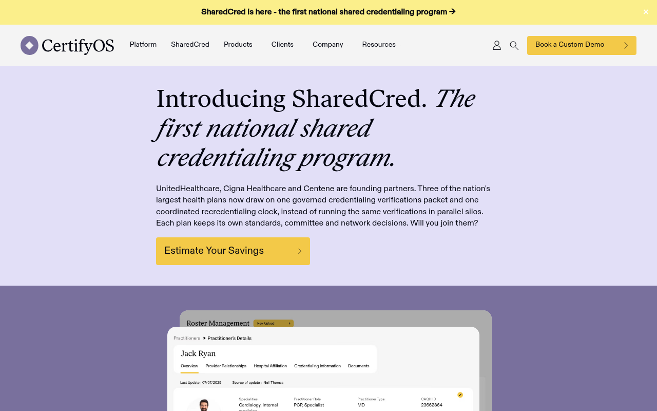 CertifyOS product interface