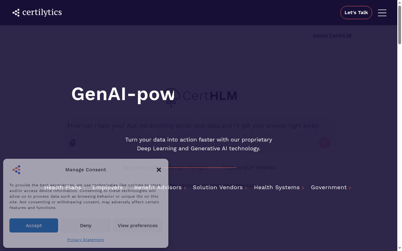 Certilytics product interface