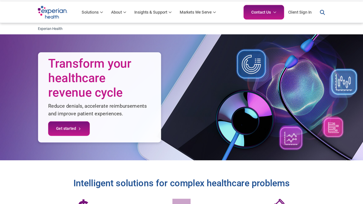 Experian Health product interface