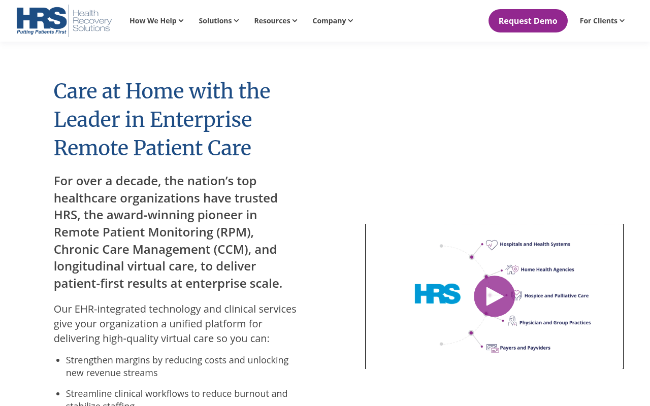 Health Recovery Solutions product interface