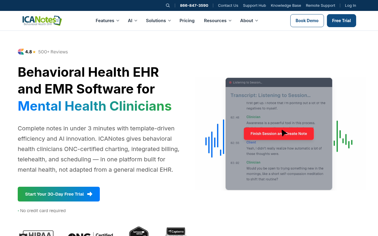 ICANotes product interface