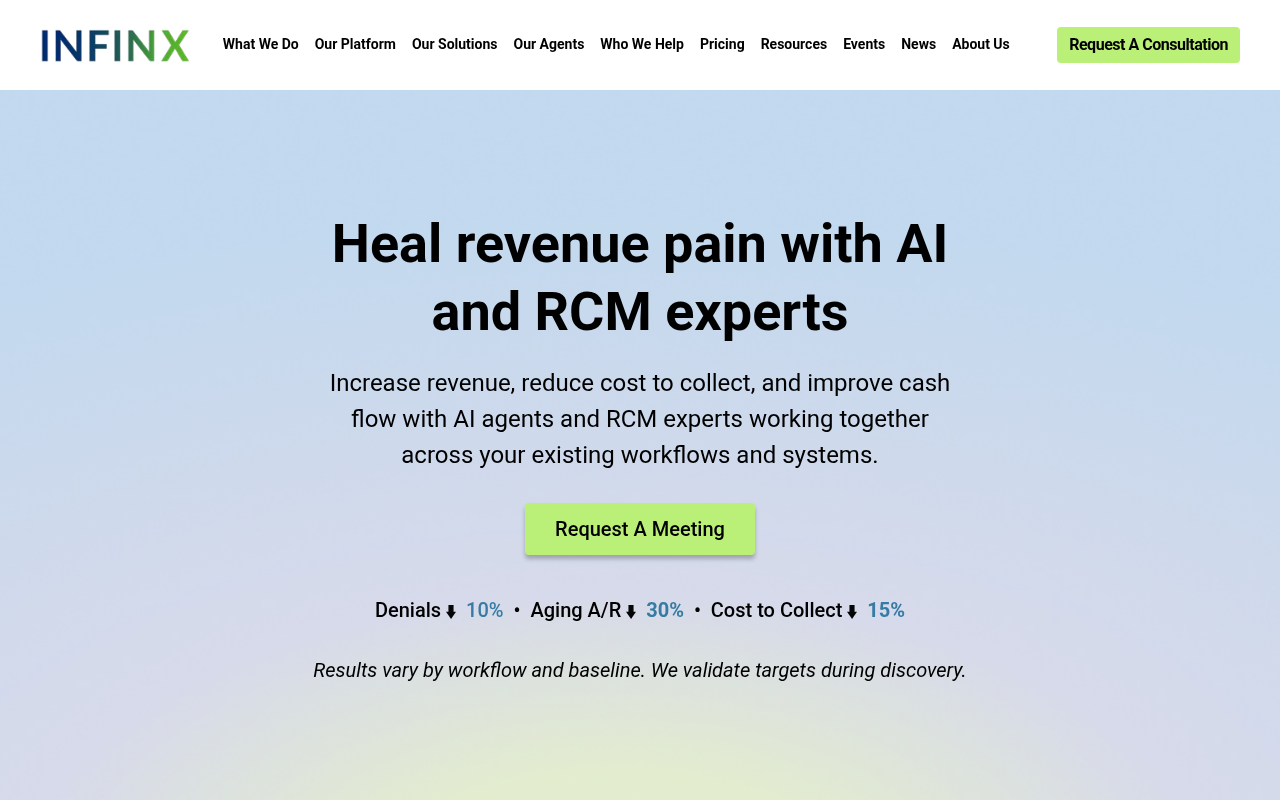 Infinx homepage