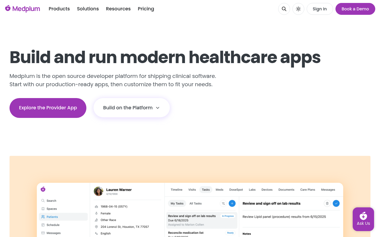 Medplum product interface