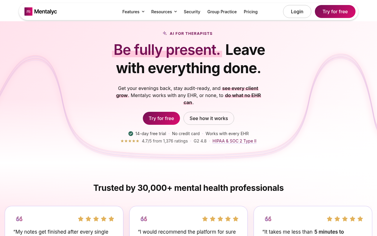 Mentalyc product interface