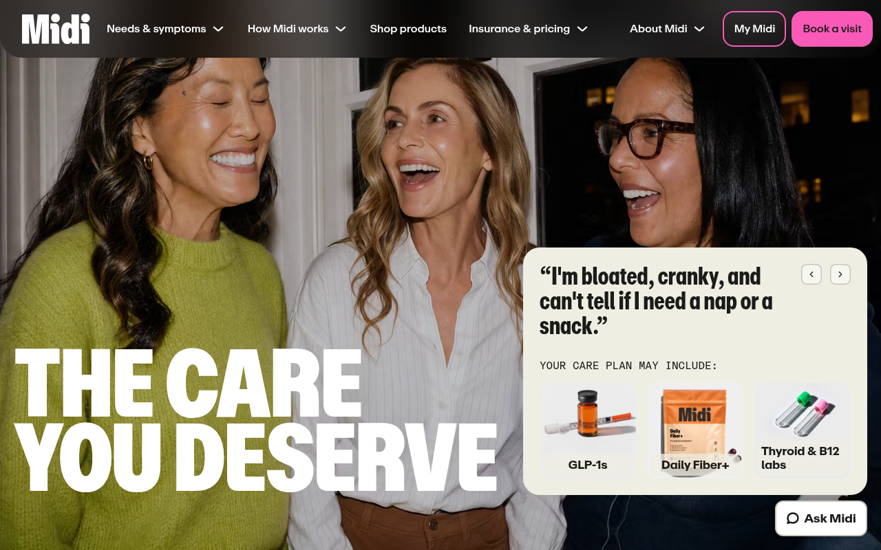 Midi Health homepage