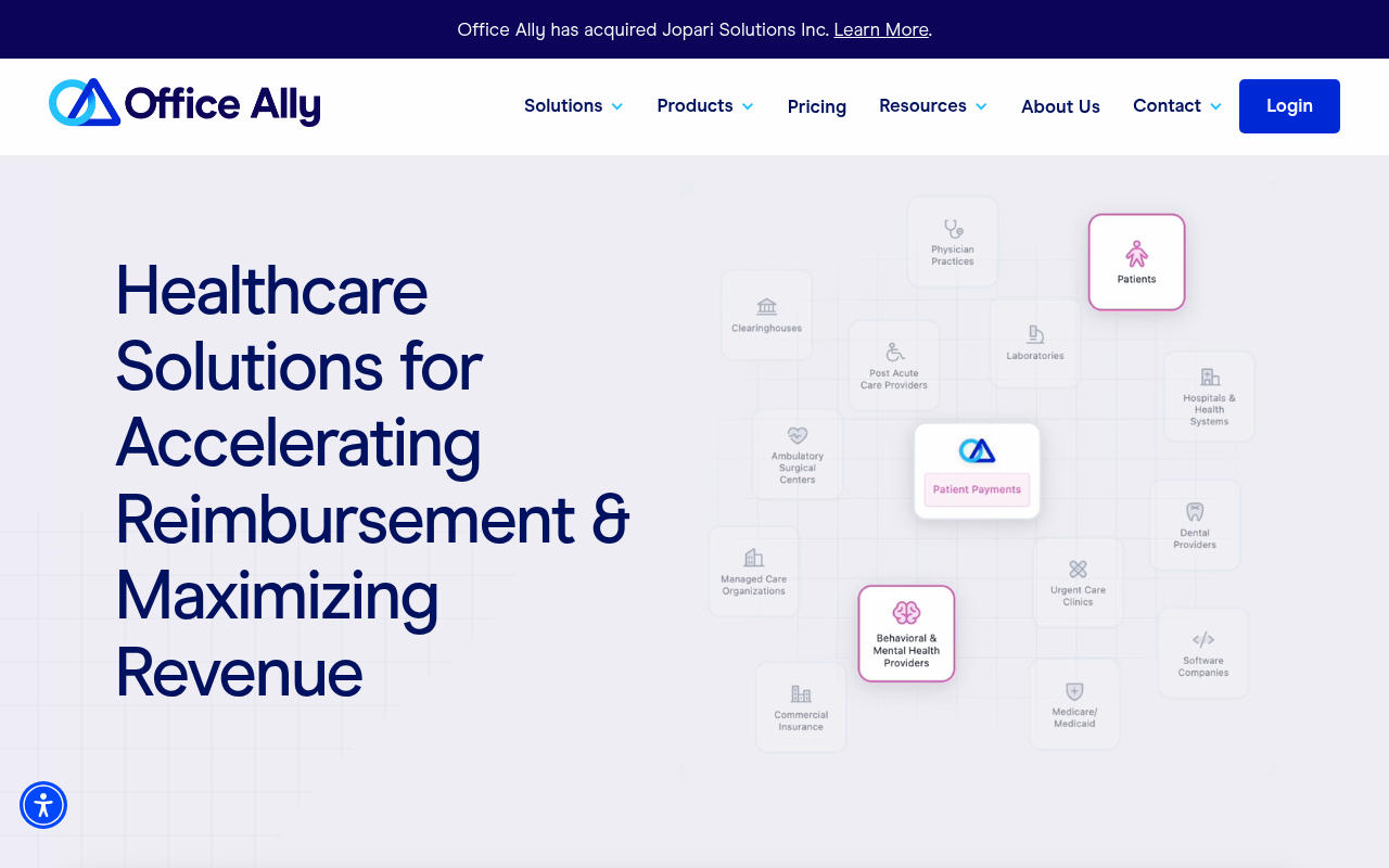 Office Ally product interface