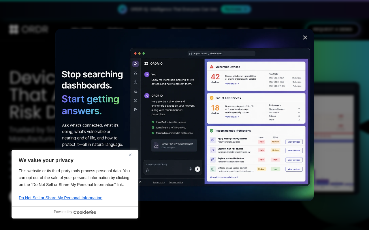 Ordr product interface