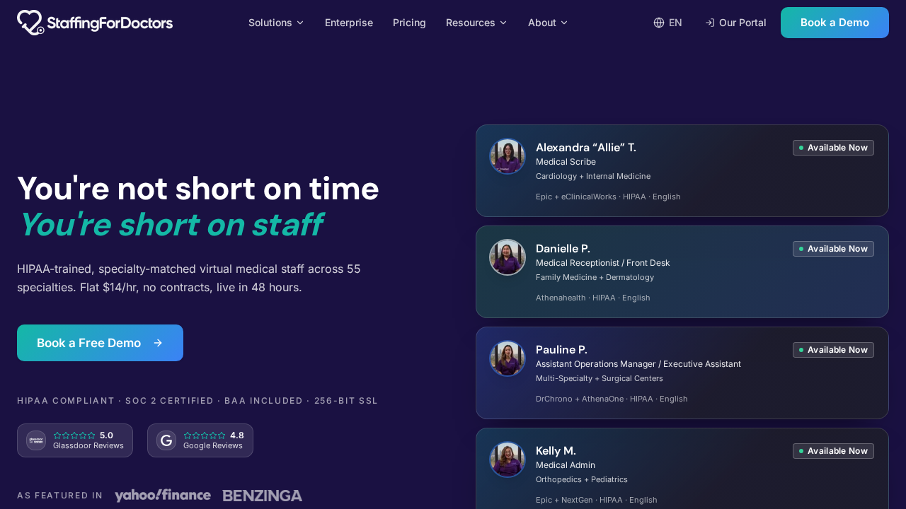 Staffing For Doctors product interface