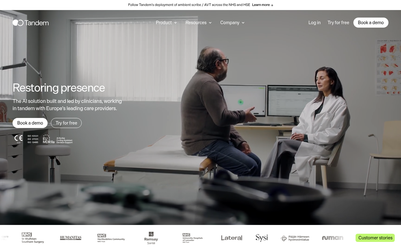 Tandem Health product interface
