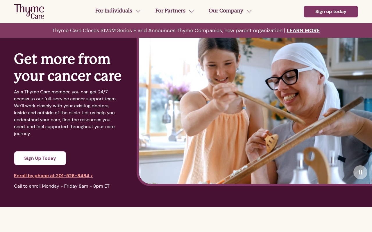Thyme Care homepage