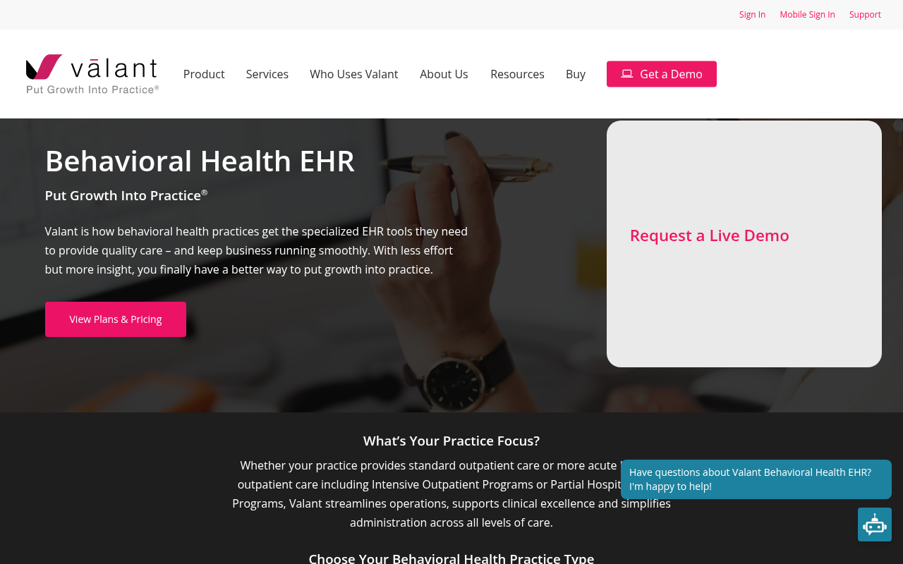 Valant product interface